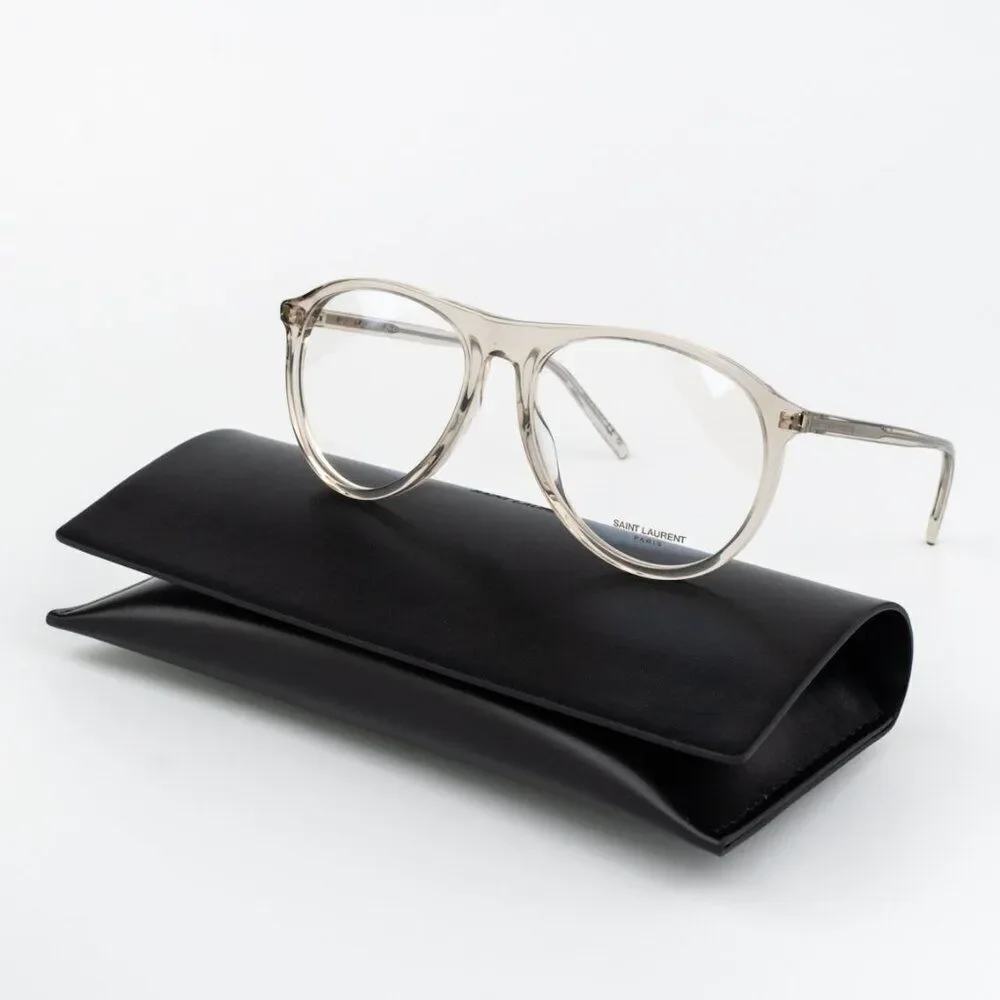 Saint Laurent Women Eyeglasses Transparent Beige Pilot SL667OPT 003 BRAND NEW